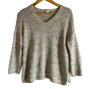 J. Jill Women’s Size Small Linen Cotton Blend Beachy‎ V Neck Knit Sweater